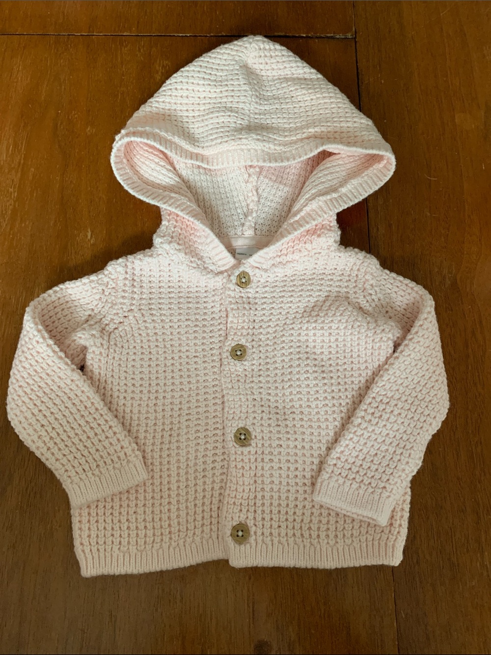 🍊5/$25 Carter's Cotton Light Pink Hooded Knit Cardigan size 3m